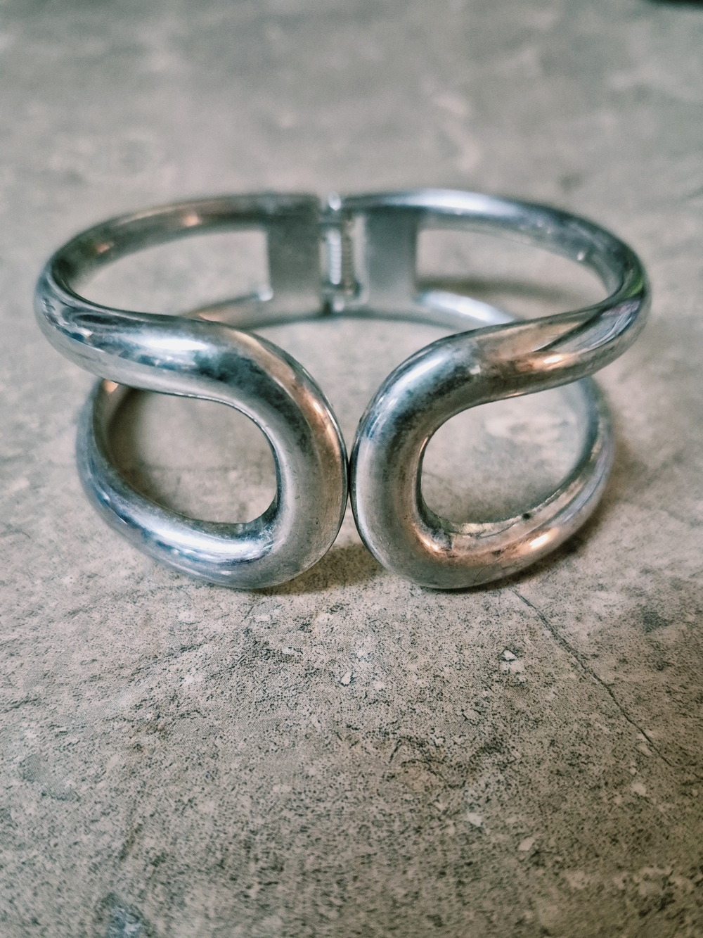 Polished Silver Open Loop Cuff Bracelet